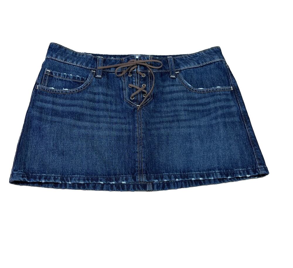 Hollister Y2K Low Rise Denim Micro Mini Skirt Size 8 Boho Retro 90’s Festival